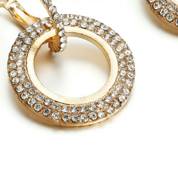 High shine Gold crystal earrings - Picture 8 of 10
